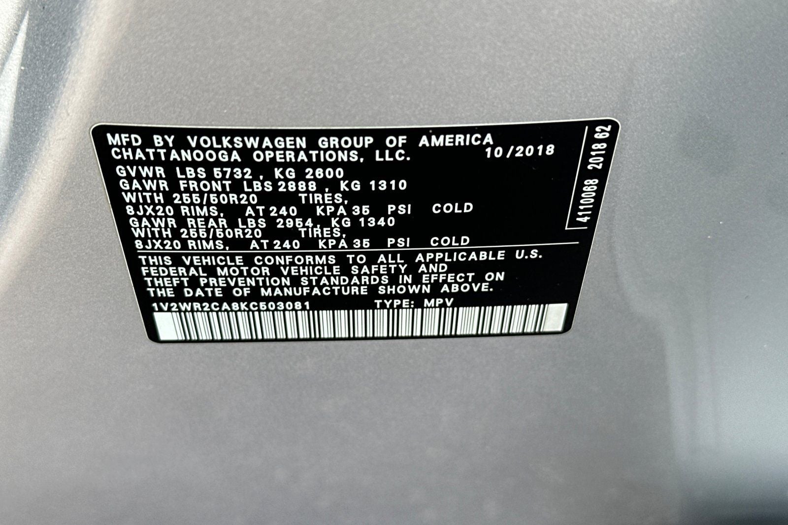 2019 Volkswagen Atlas 3.6L V6 SE w/Technology