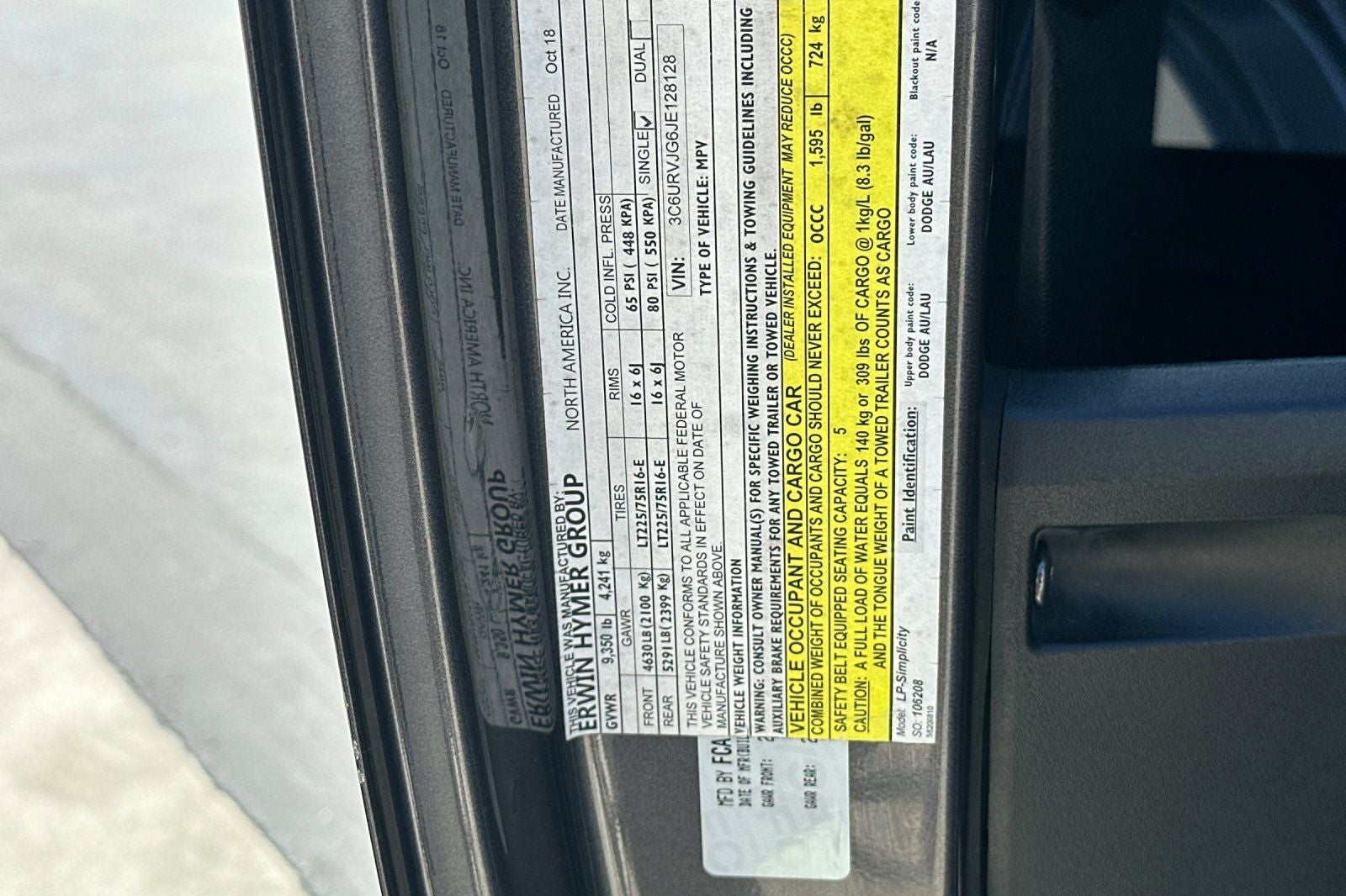 2018 RAM ProMaster 3500 High Roof