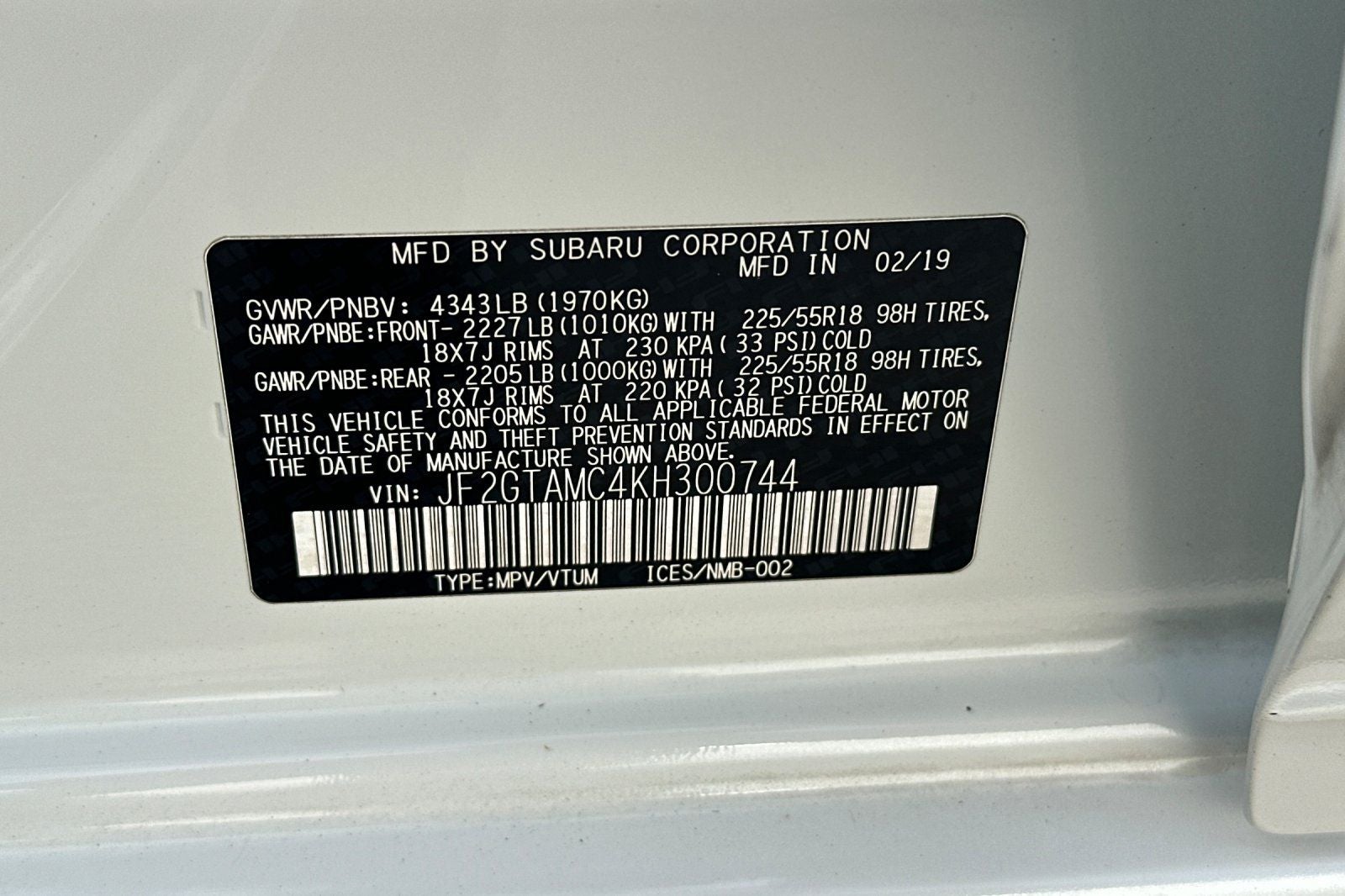 2019 Subaru Crosstrek 2.0i Limited