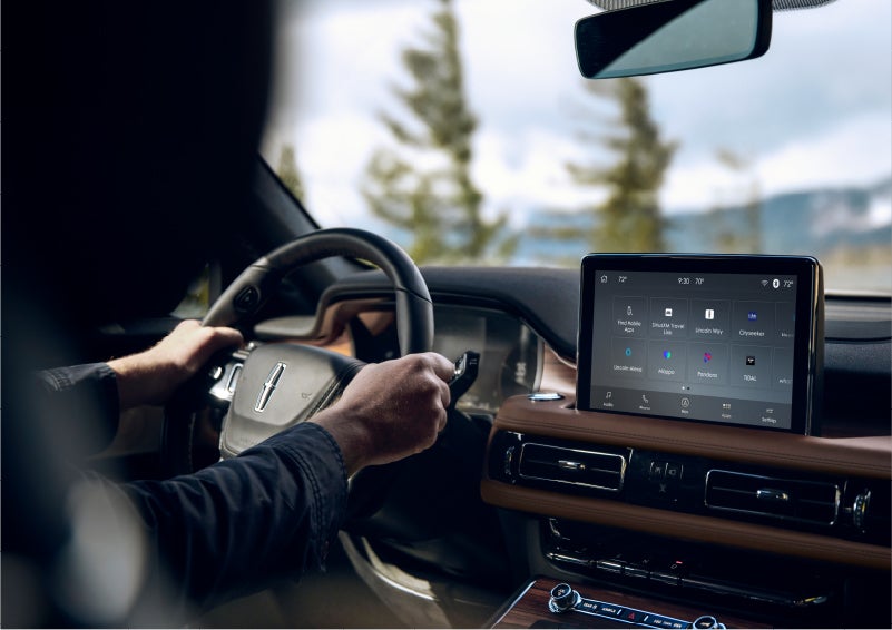 The Lincoln+Alexa app screen is displayed in the center screen of a 2023 Lincoln Aviator® Grand Touring SUV | Sedano Lincoln in La Mesa CA