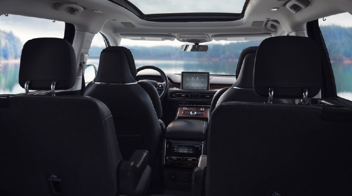 The interior of a 2024 Lincoln Aviator® SUV from behind the second row | Sedano Lincoln in La Mesa CA