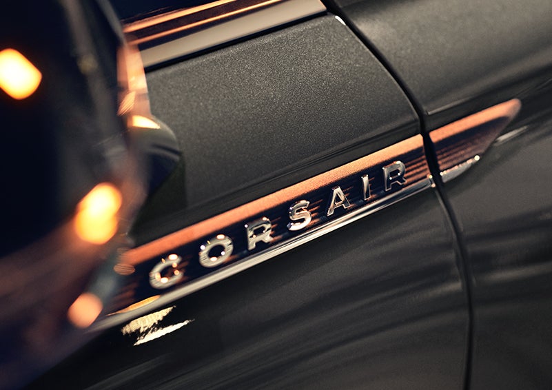 The stylish chrome badge reading “CORSAIR” is shown on the exterior of the vehicle. | Sedano Lincoln in La Mesa CA