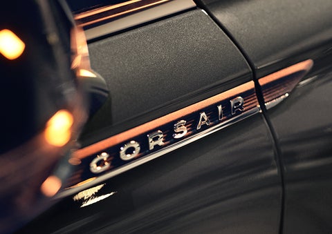 The stylish chrome badge reading “CORSAIR” is shown on the exterior of the vehicle. | Sedano Lincoln in La Mesa CA