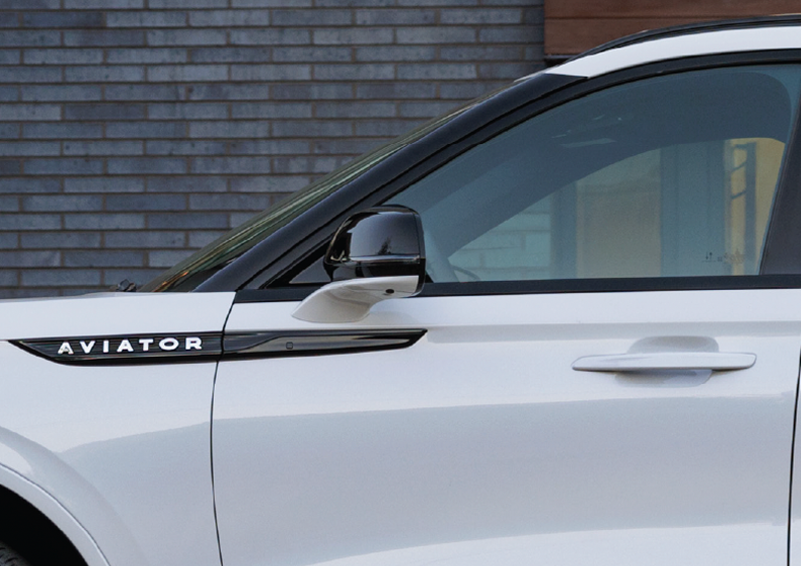 The driver’s door of a white 2025 Lincoln Aviator® SUV is showcased. | Sedano Lincoln in La Mesa CA