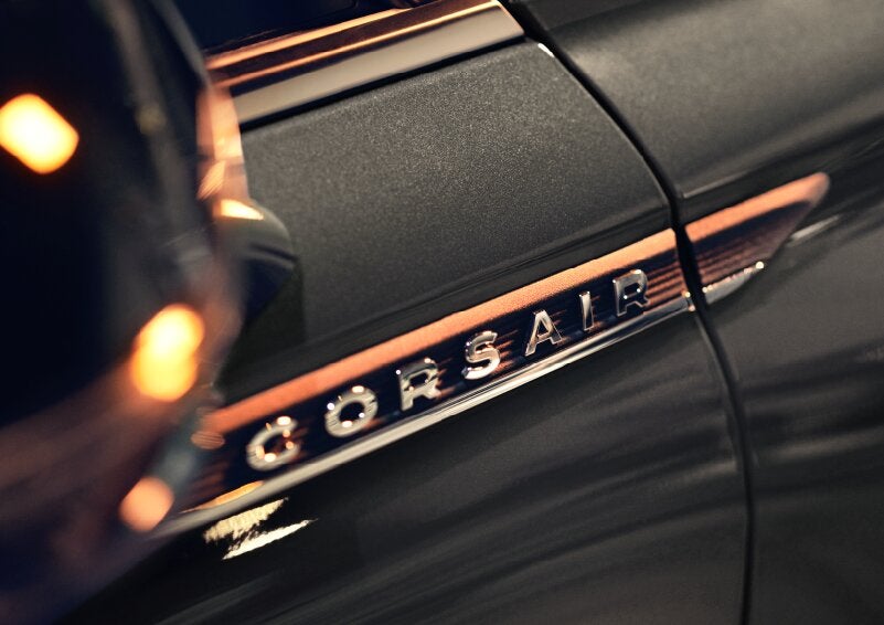 The stylish chrome badge reading “CORSAIR” is shown on the exterior of the vehicle. | Sedano Lincoln in La Mesa CA