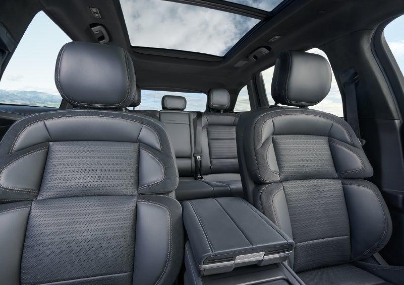 The spacious second row and available panoramic Vista Roof® is shown. | Sedano Lincoln in La Mesa CA