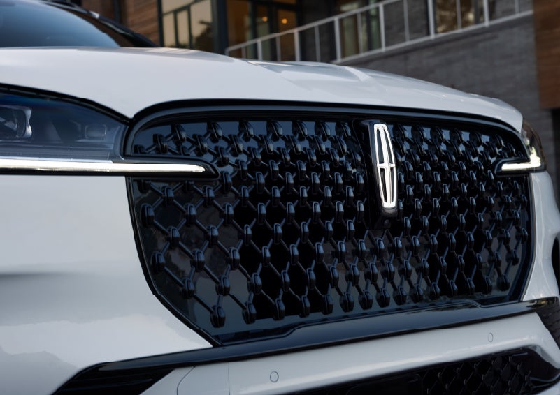 The front grille of a 2026 Lincoln Aviator® SUV is shown. | Sedano Lincoln in La Mesa CA
