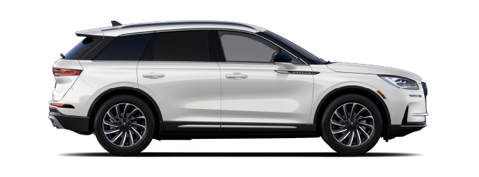 The passenger side of a Lincoln Corsair® SUV is shown in Pristine White. | Sedano Lincoln in La Mesa CA