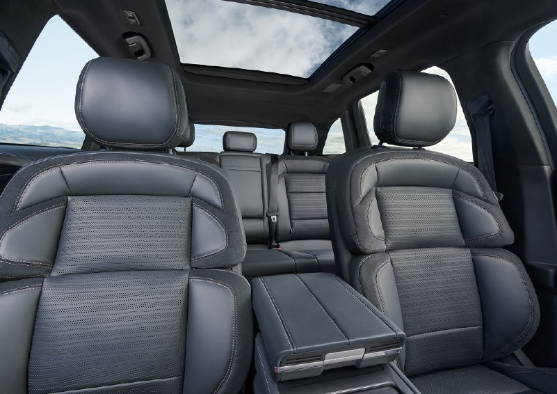 The spacious second row and available panoramic Vista Roof® is shown. | Sedano Lincoln in La Mesa CA